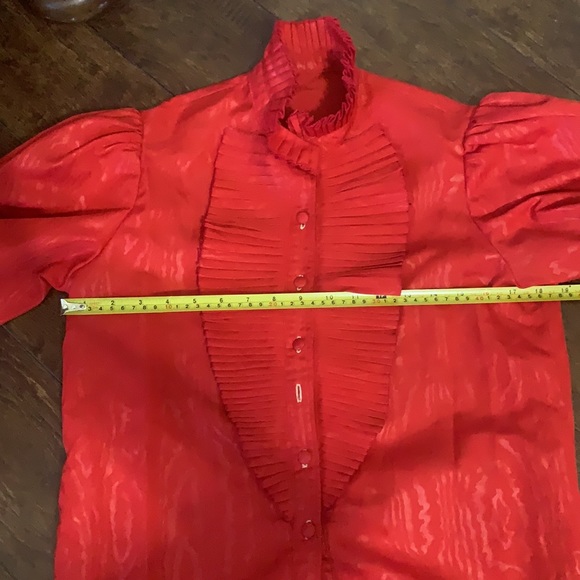 Beautiful Handmade custom made red blouse taffeta fabric blouse - Picture 8 of 10